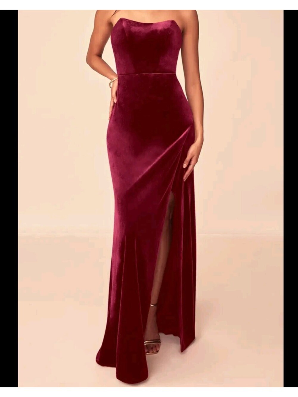 AZAZIE Nereda burgundy velvet strapless maxi dress sz 10